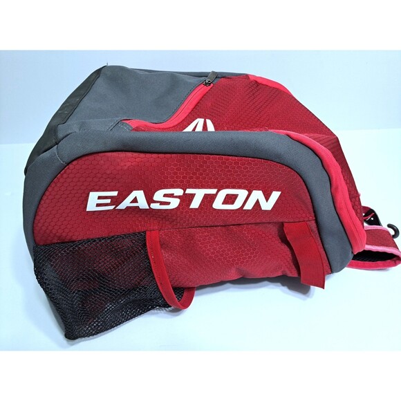 Easton Youth Game Ready Bat Baseball Backpack Equipment Bag Red Gray - Picture 3 of 7